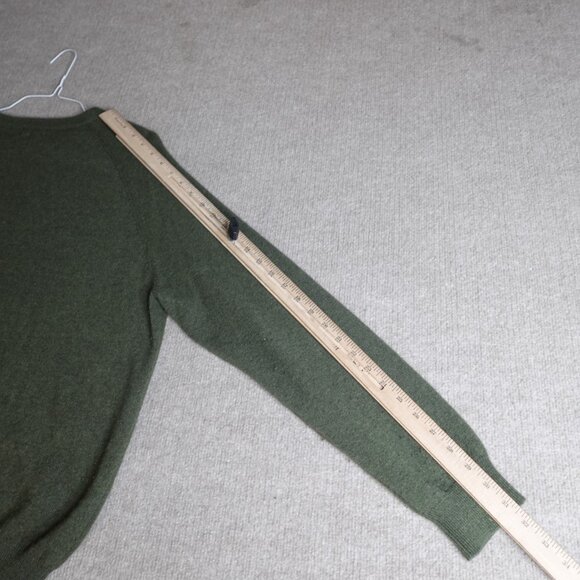 Oliver & James Mens Sweater Large Green Olive Raglan 100% Cashmere - Picture 3 of 11